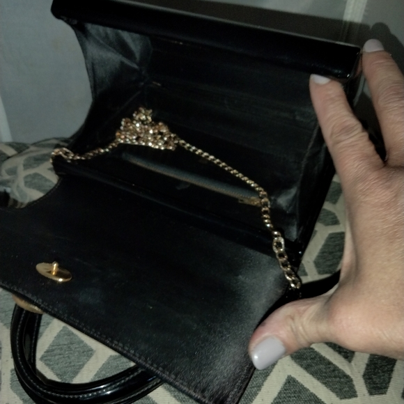 Black patent vintage Lewis box purse bag crossbody - Picture 5 of 12